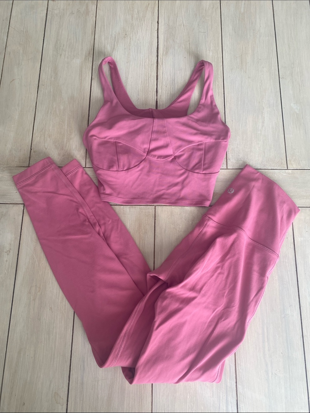 Lululemon Pink Leggings and Sports Bra Tank Set 4 6